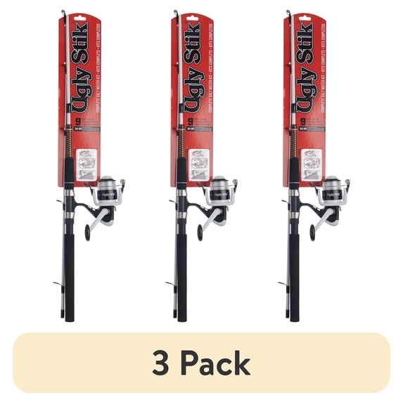 (3 pack) Ugly Stik Complete Saltwater Kit, 7' Medium Heavy Fishing Rod, 50 Size Reel