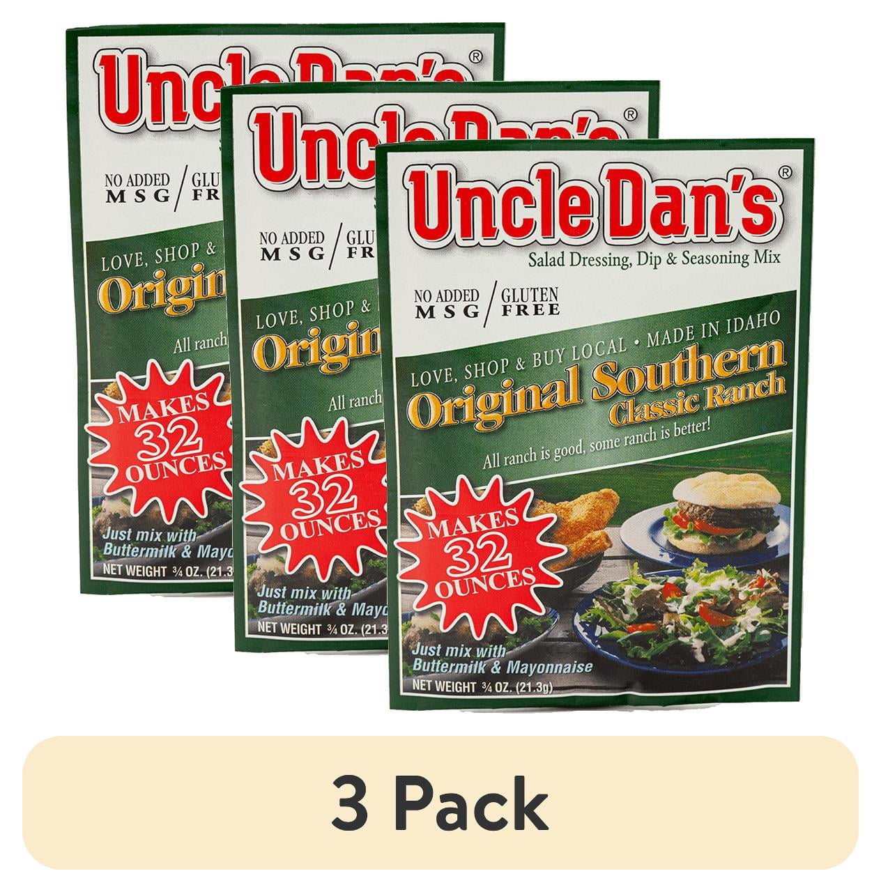 (3 pack) Uncle Dan's Classic Ranch Seasoning & Salad Dressing Mix, 0.75 oz