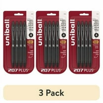 (3 pack) uniball 207 Plus  Retractable Gel Pens, Medium Point (0.7mm), Black Ink, 4 Count