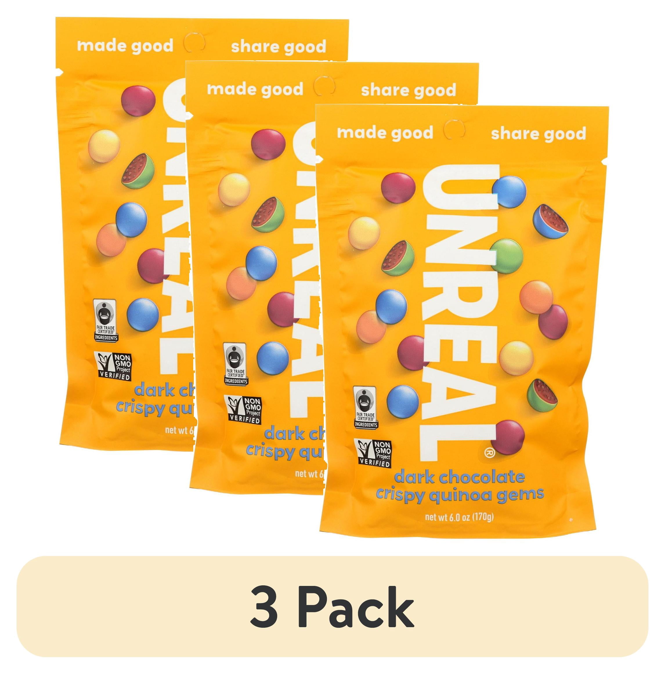 (3 pack) UNREAL Dark Chocolate Crispy Quinoa Gems Candy, 6 Oz
