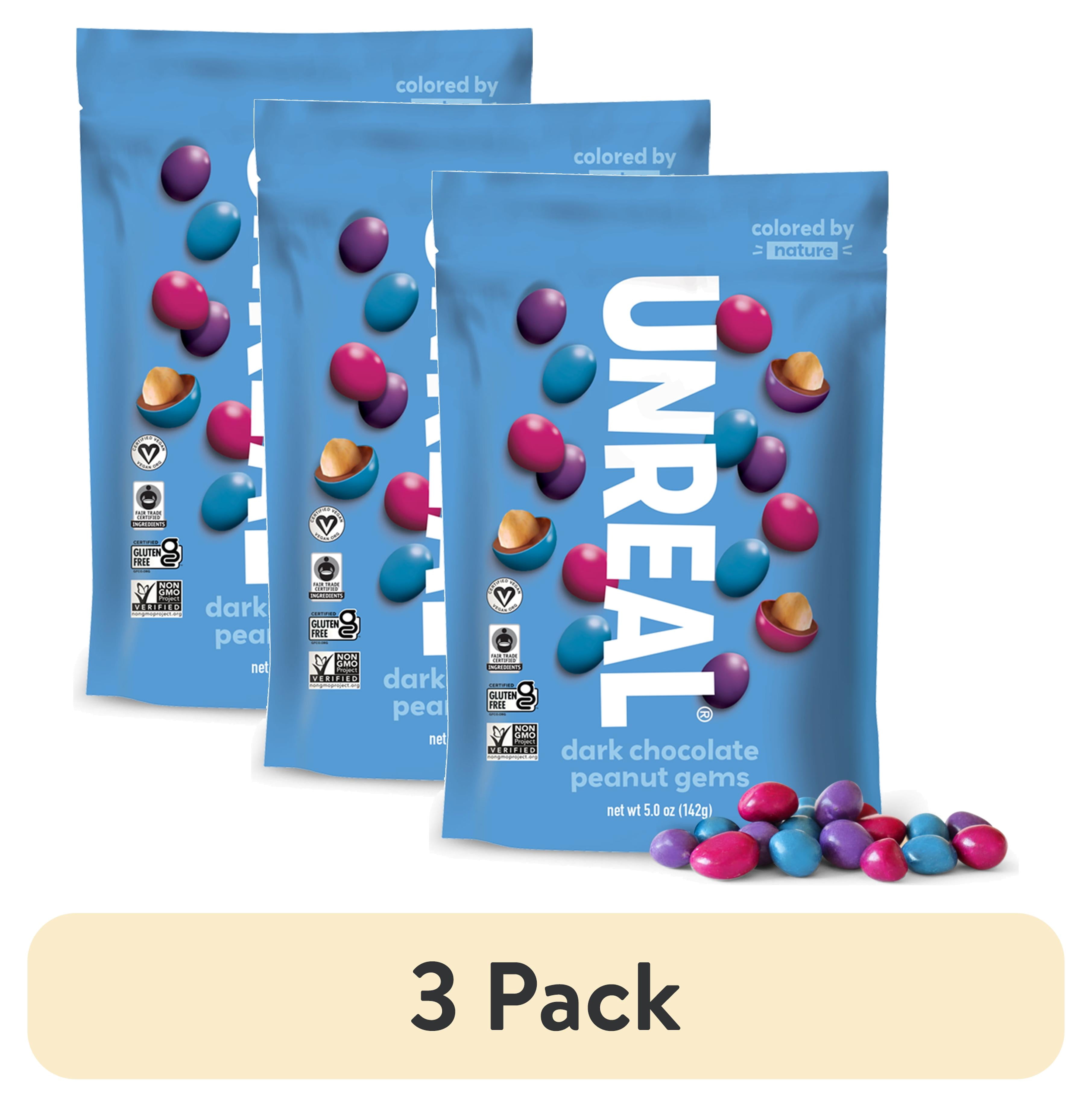 (3 pack) Unreal Dark Chocolate Covered Peanut Gems, 5 oz