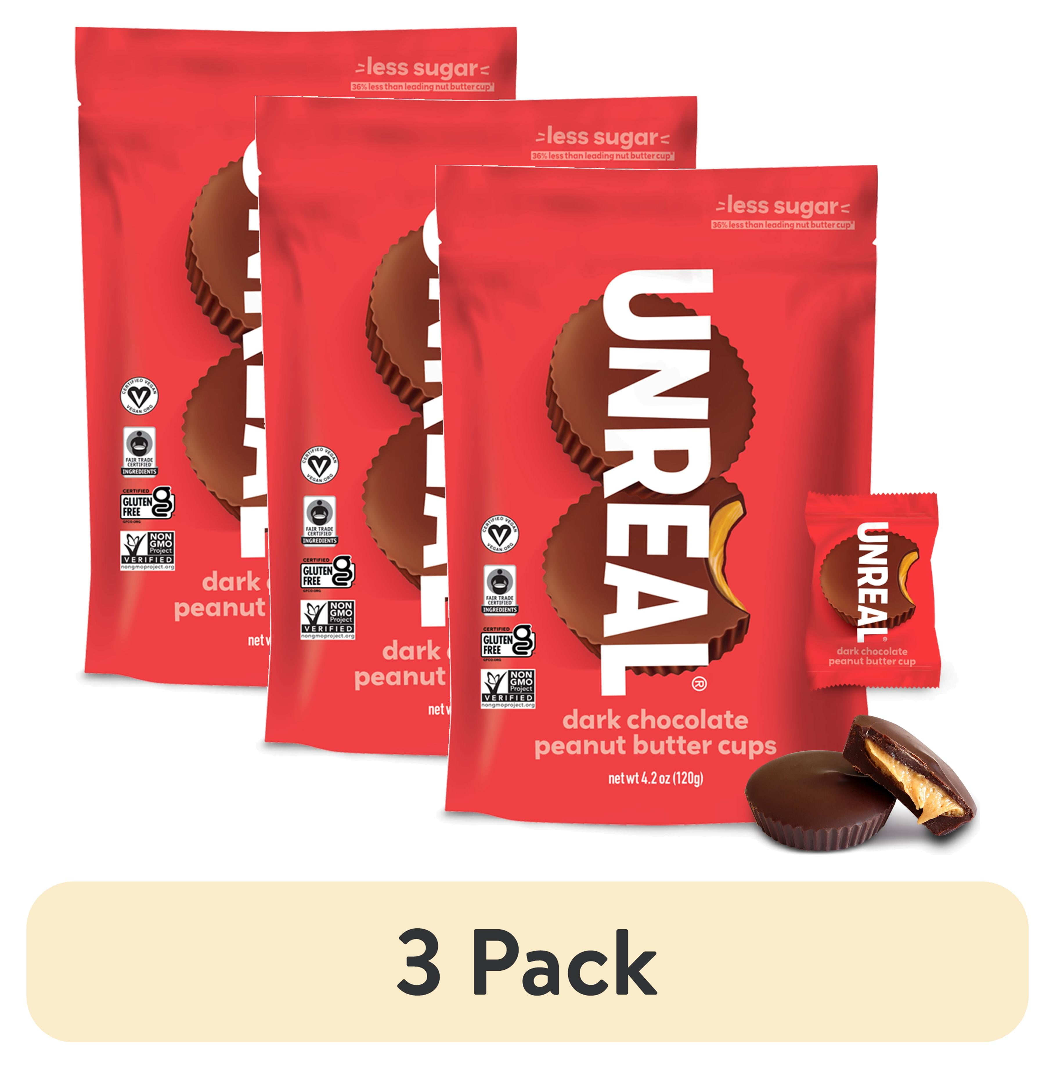(3 pack) Unreal Dark Chocolate Peanut Butter Cups 4.2 oz - Walmart.com