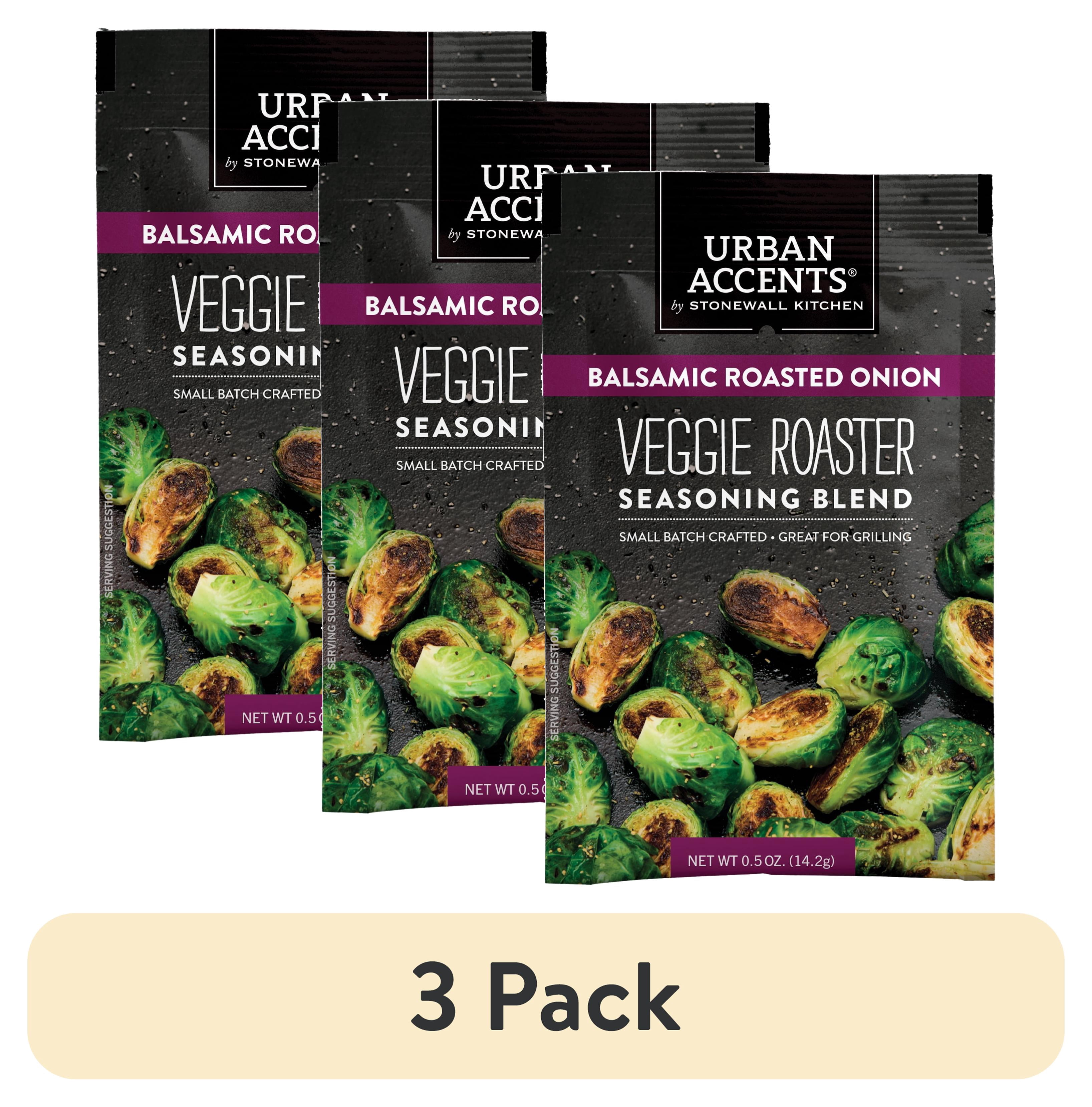 (3 pack) Urban Accents Balsamic & Roasted Onion Veggie Roaster Seasoning Blend, 0.5 oz. Pouch