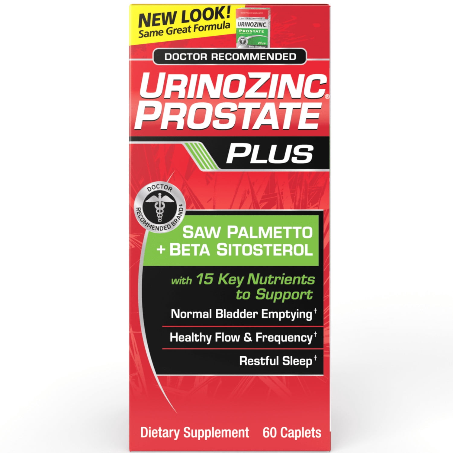 (3 pack) Urinozinc Plus Prostate Supplement with Beta Sitosterol & Saw Palmetto Reduce Frequent Urination, 60 Count