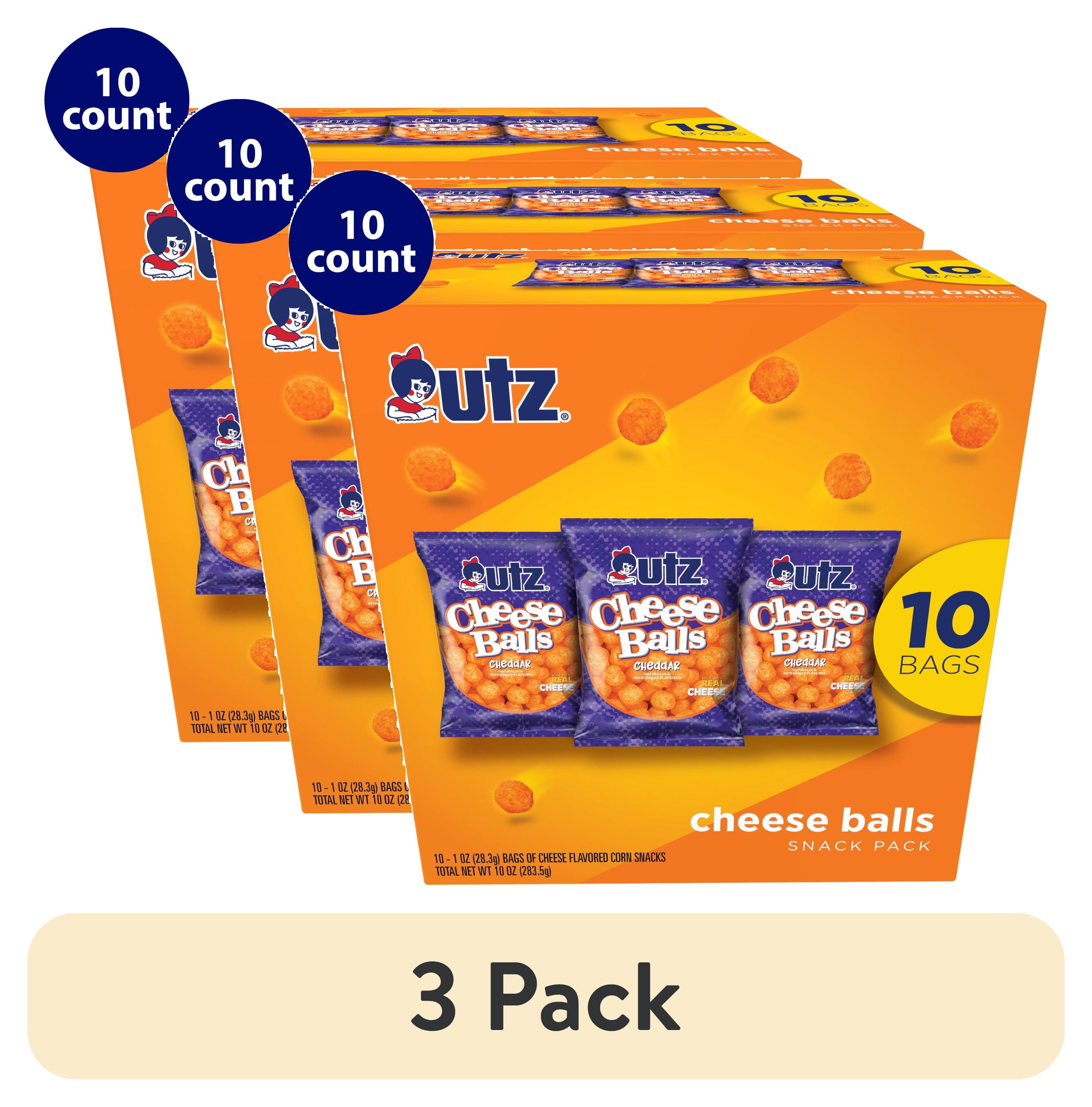 (3 pack) Utz Cheese Balls Snack Pack, Multipack, 1 oz, 10 Count