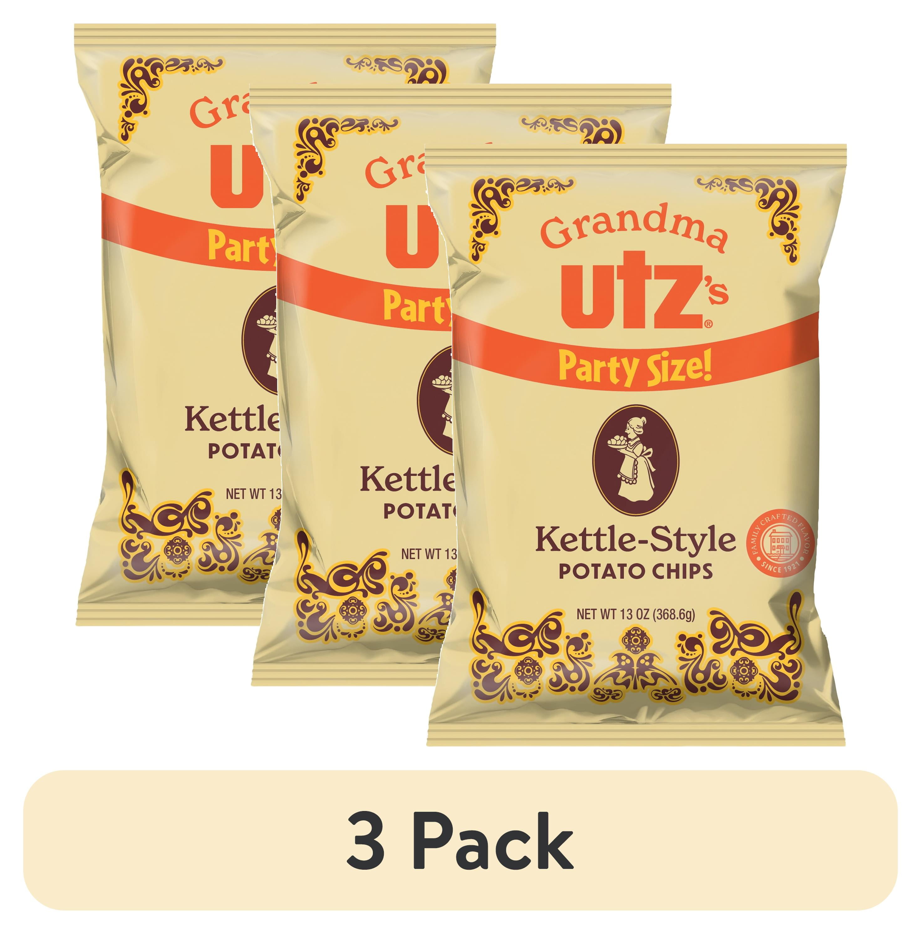 (3 pack) Utz, Kettle Chips, 13 oz Family Size Bag