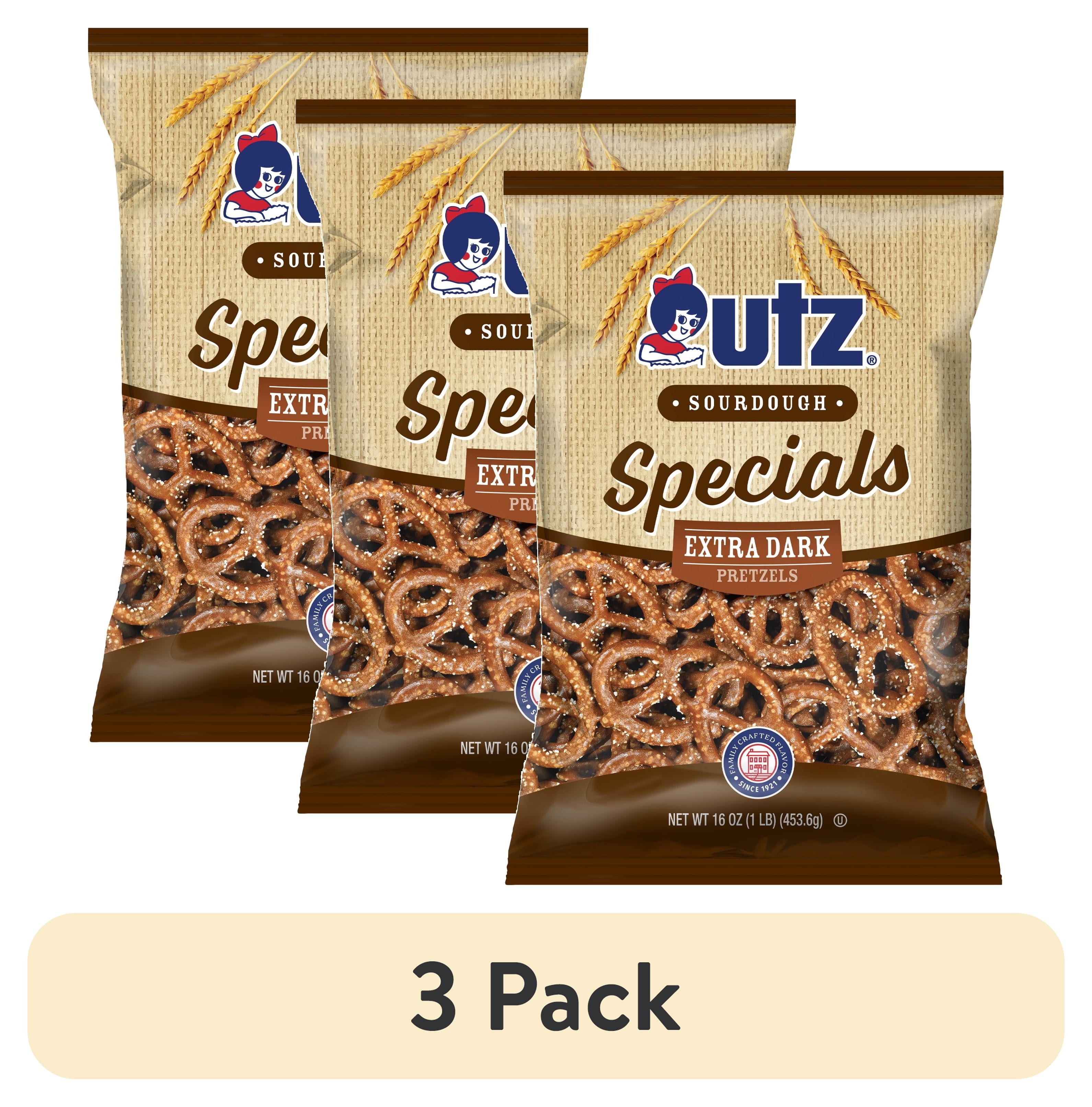(3 pack) Utz Sourdough Special Extra Dark Pretzels, 16 oz Bag