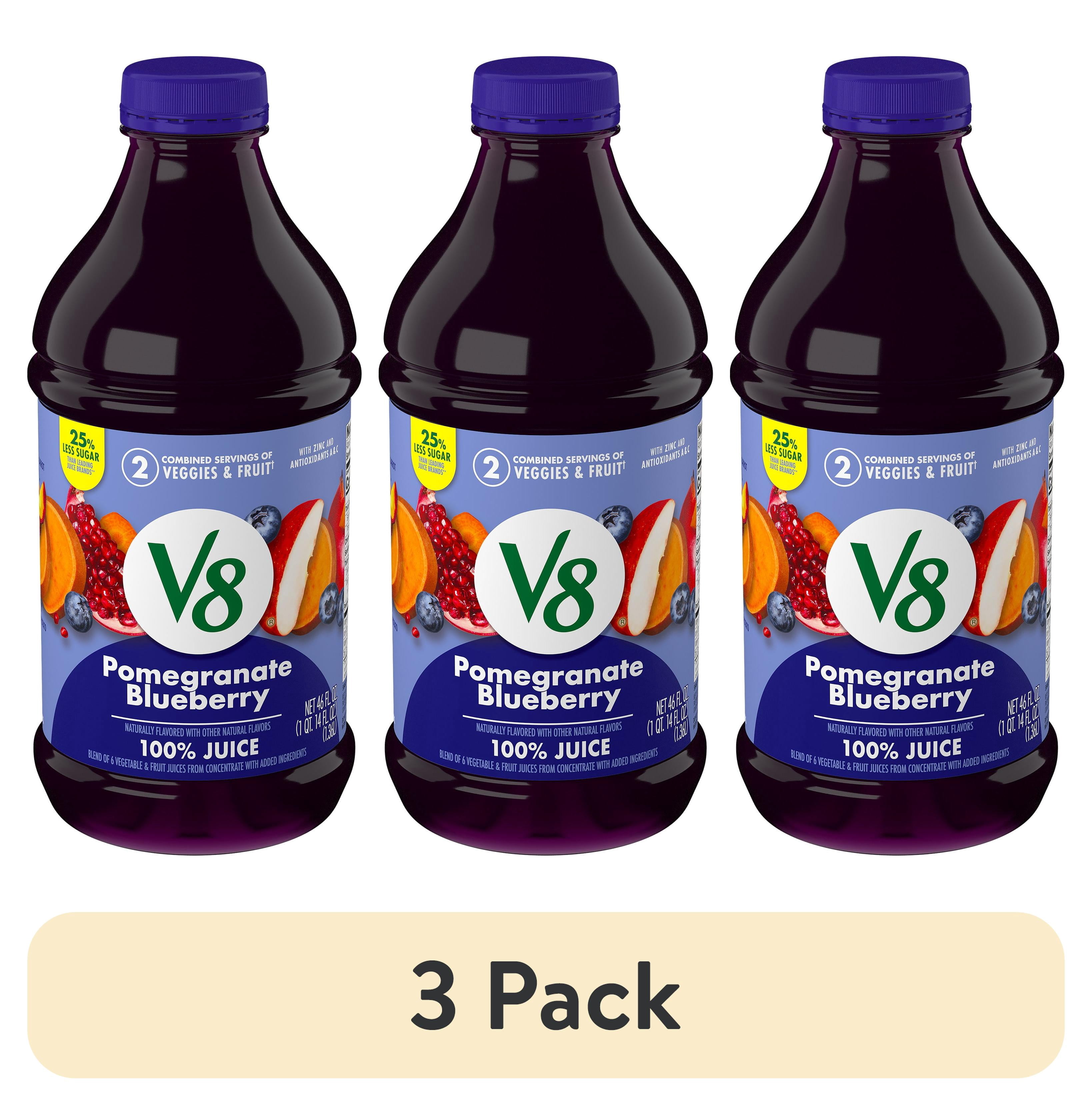 (3 pack) V8 Pomegranate Blueberry 100% Fruit and Vegetable Juice, 46 fl oz Bottle