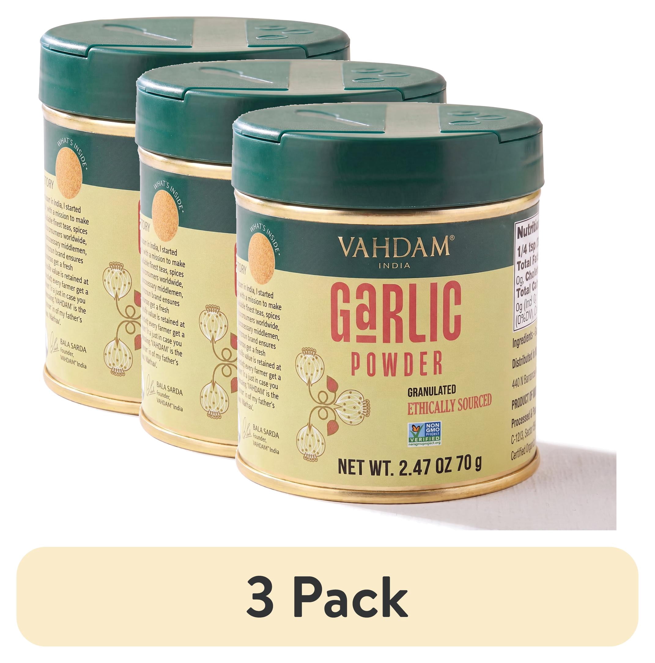 (3 pack) VAHDAM Garlic Granules Spice, 2.47 oz | Granulated Dried Garlic (Allium sativum), Non-GMO, Gluten-Free Seasoning for Cooking