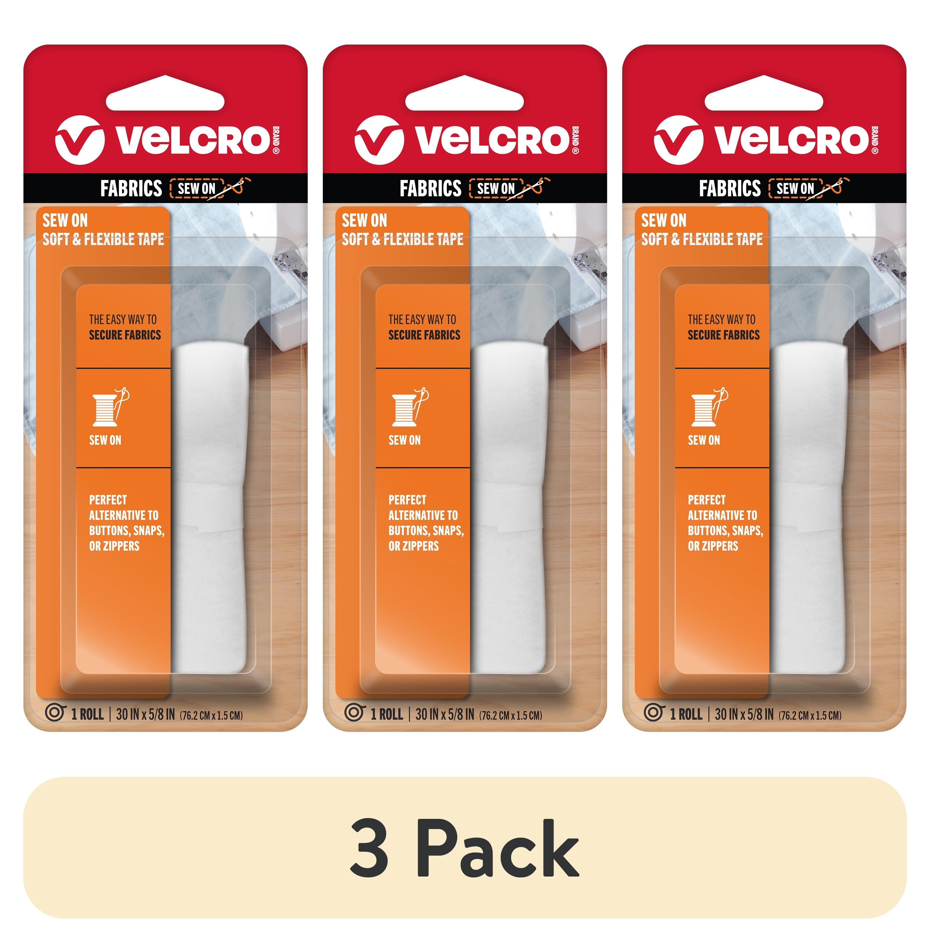 (3 pack) VELCRO Brand Sew On Soft and Flexible 30in x 5/8in Roll White