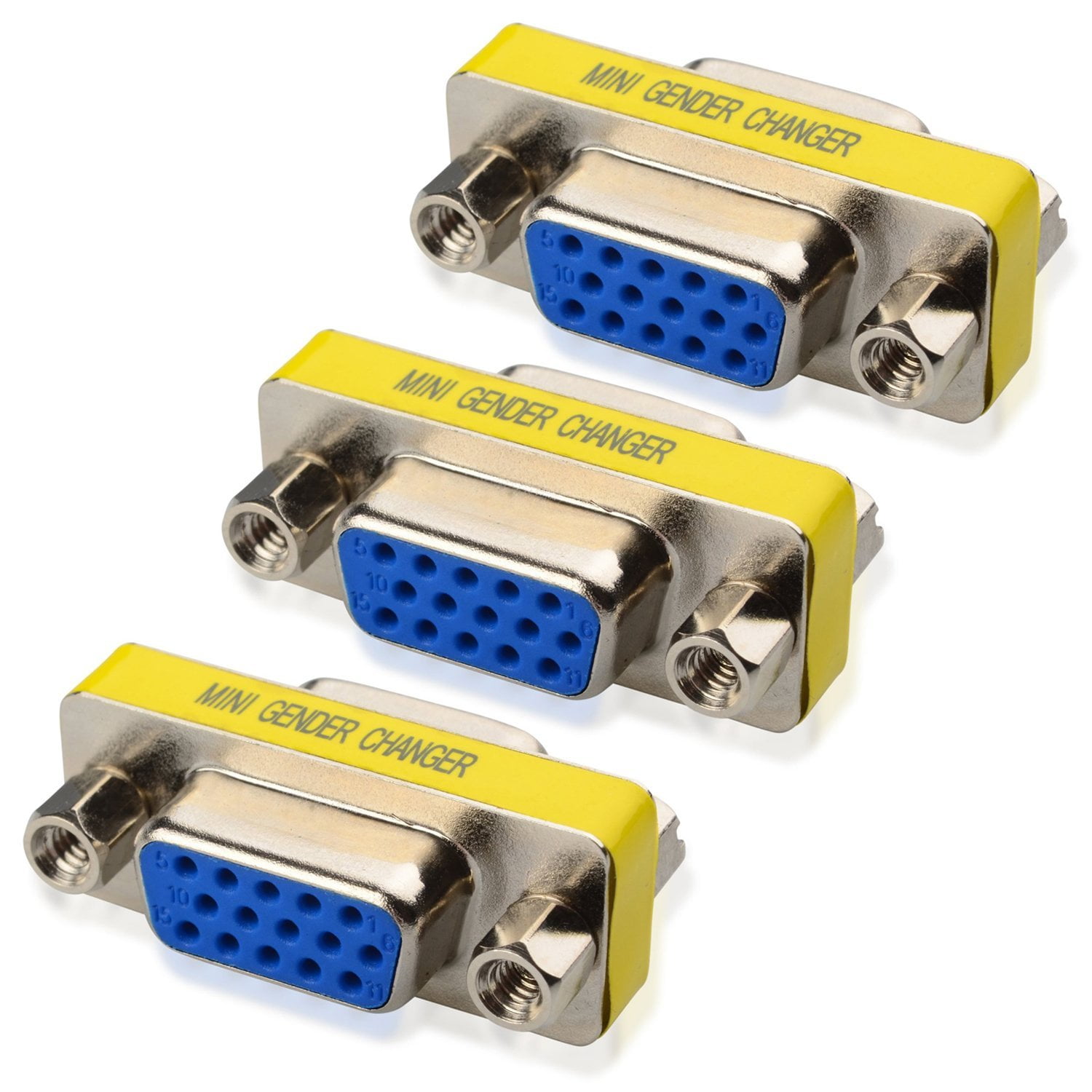 3-pack VGA DB15 Female to Female Gender Changer Adapter: Electronics