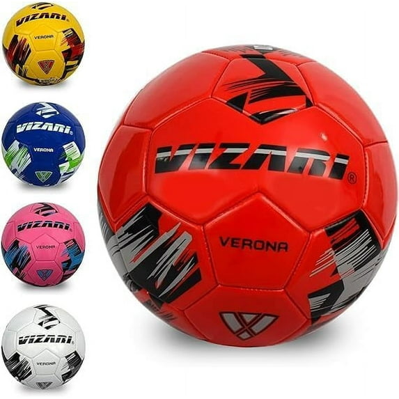 (3 pack) Vizari Verona Soccer Ball | Sizes 3, 4, 5 | Durable TPS Shell | Perfect for Training & Matches | Indoor & Outdoor Play - Red, 5