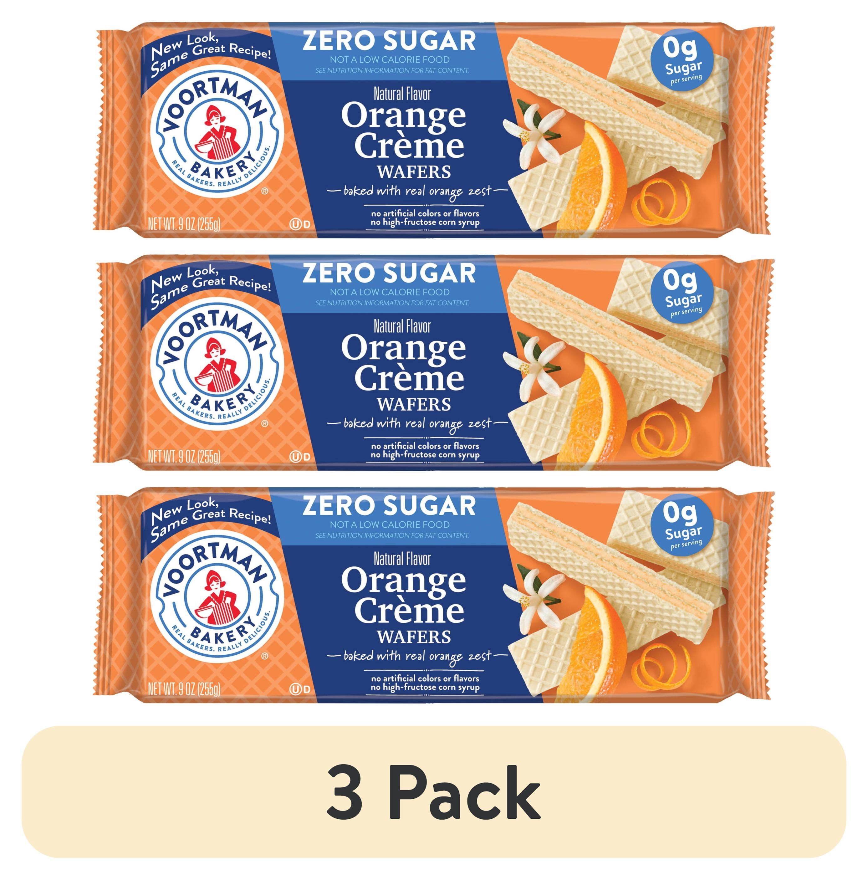 (3 pack) VOORTMAN Bakery Zero Sugar Orange Creme Wafer Cookies 9 oz
