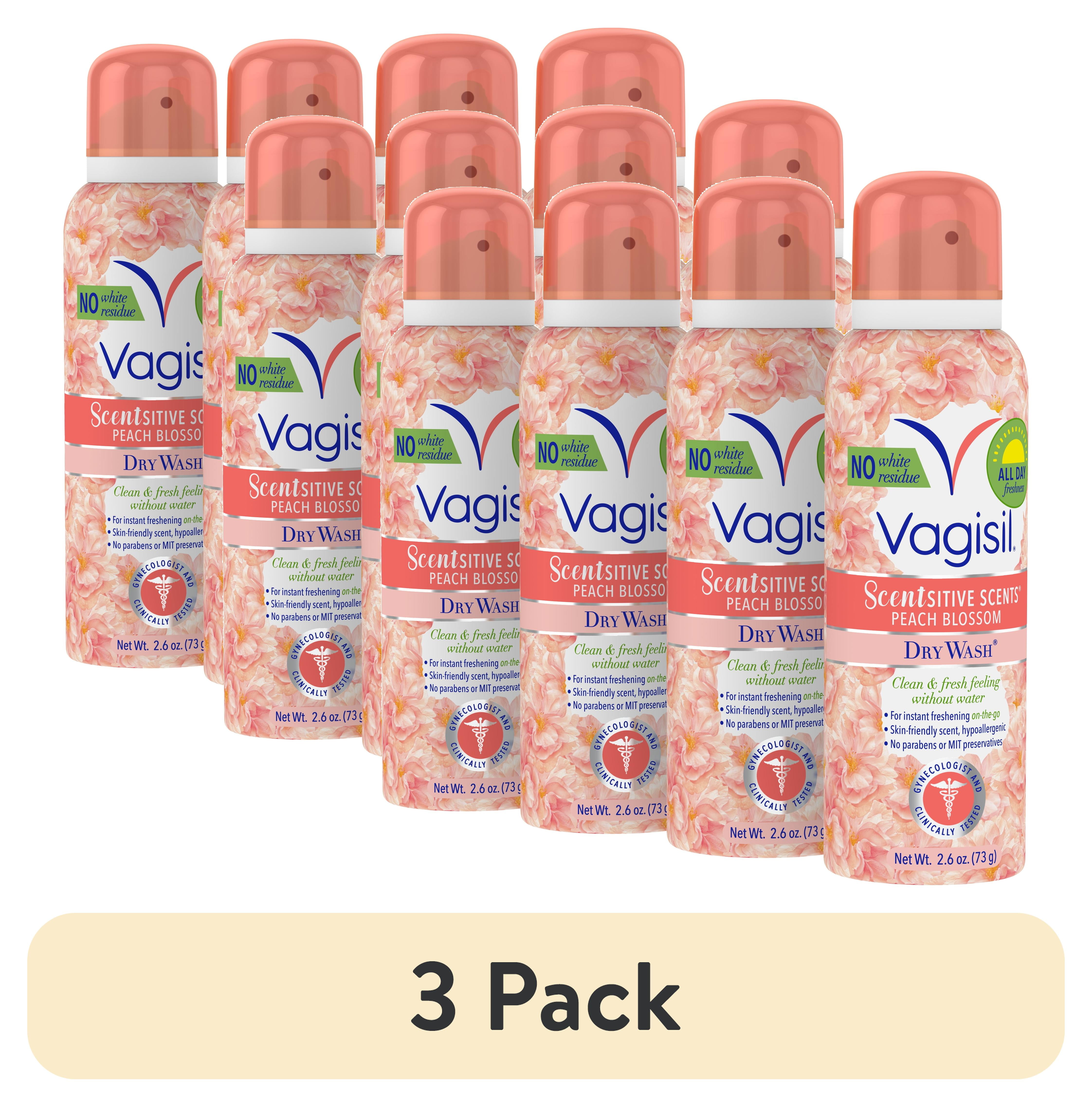 (3 pack) Vagisil Scentsitive Scents® Dry Wash Spray, Peach Blossom, 2.6 oz (4‑Pack)