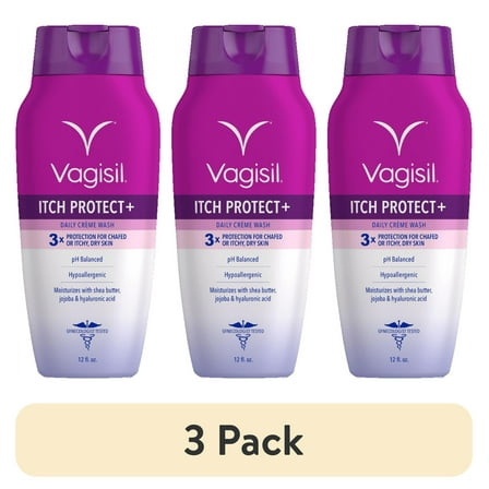 (3 pack) Vagisil Itch Protect+ Intimate Vaginal Feminine Wash, 12 oz, 1 Pack