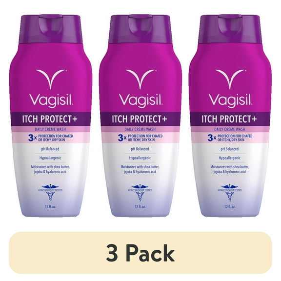 (3 pack) Vagisil Itch Protect+ Intimate Vaginal Feminine Wash, 12 oz, 1 Pack