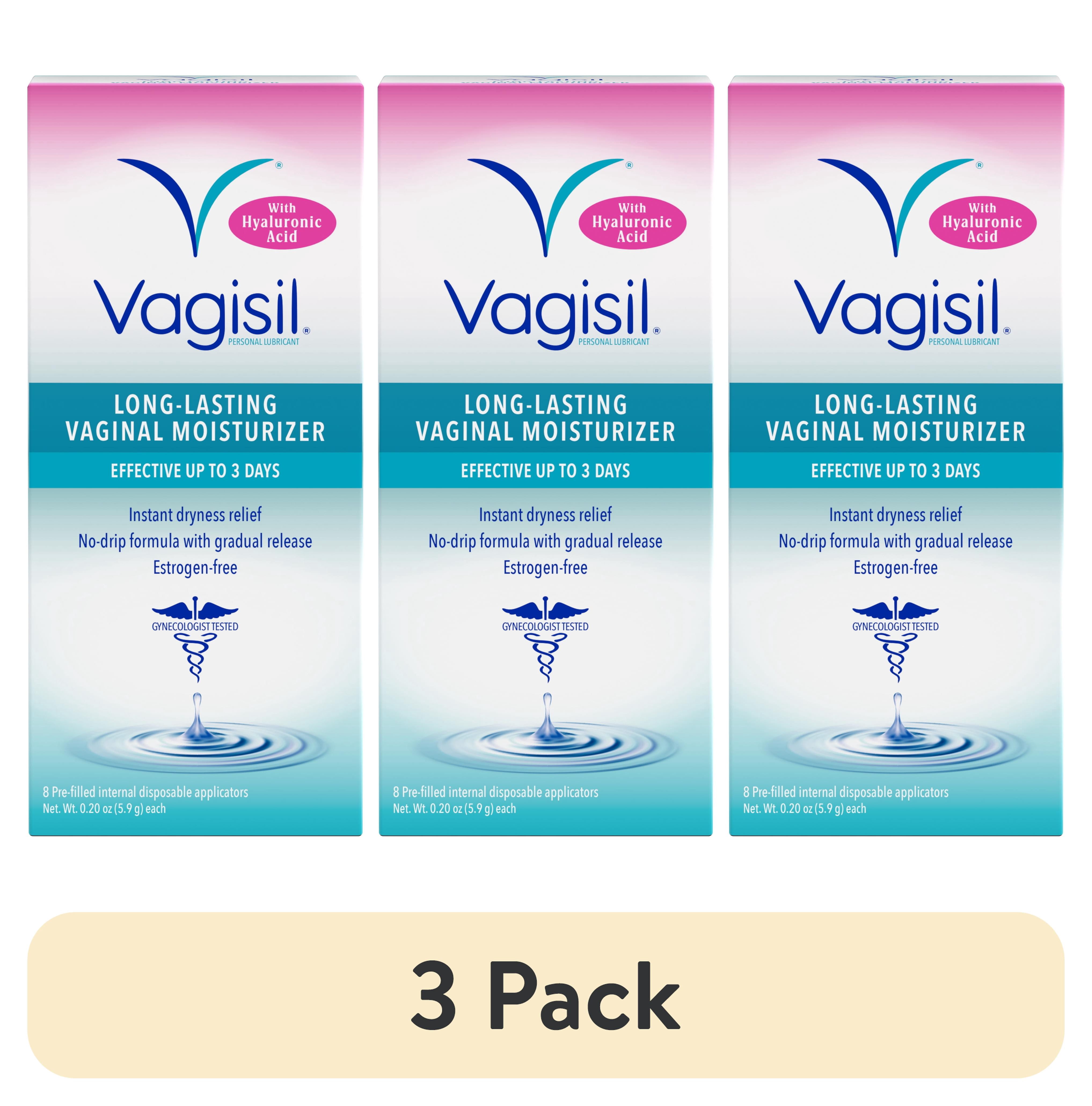 3 pack) Vagisil Long-Lasting Vaginal Moisturizer, Gel & Lubricant for  Women, Gynecologist Tested, 8 Count, Pack of 1 (8 Applicators)