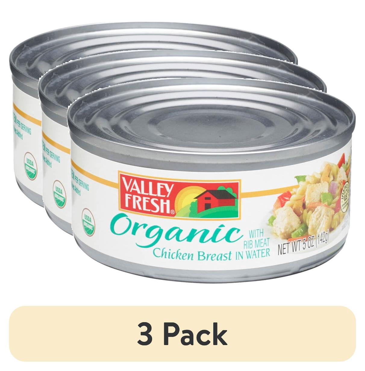 (3 pack) Valley Fresh Organic Chicken Breast, in Water, 5 oz Can