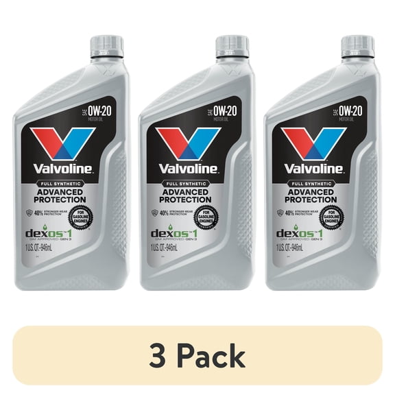 (3 pack) Valvoline Advanced Protection Full Synthetic 0W-20 Motor Oil 1 Quart