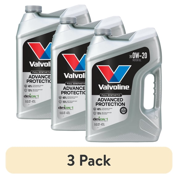 (3 pack) Valvoline Advanced Protection Full Synthetic 0W-20 Motor Oil 5 Quart