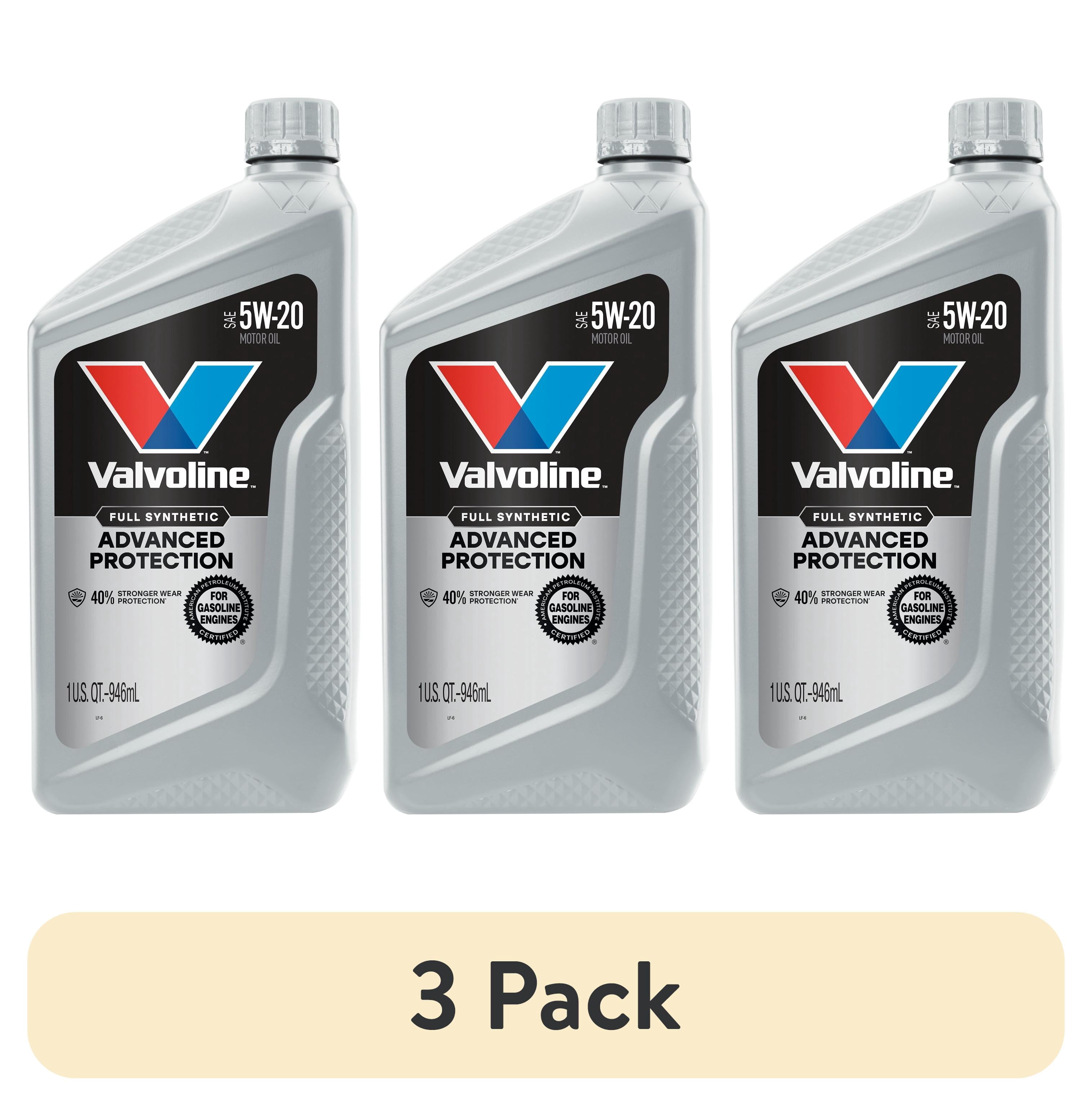 (3 pack) Valvoline Advanced Protection Full Synthetic 5W-20 Motor Oil 1 Quart