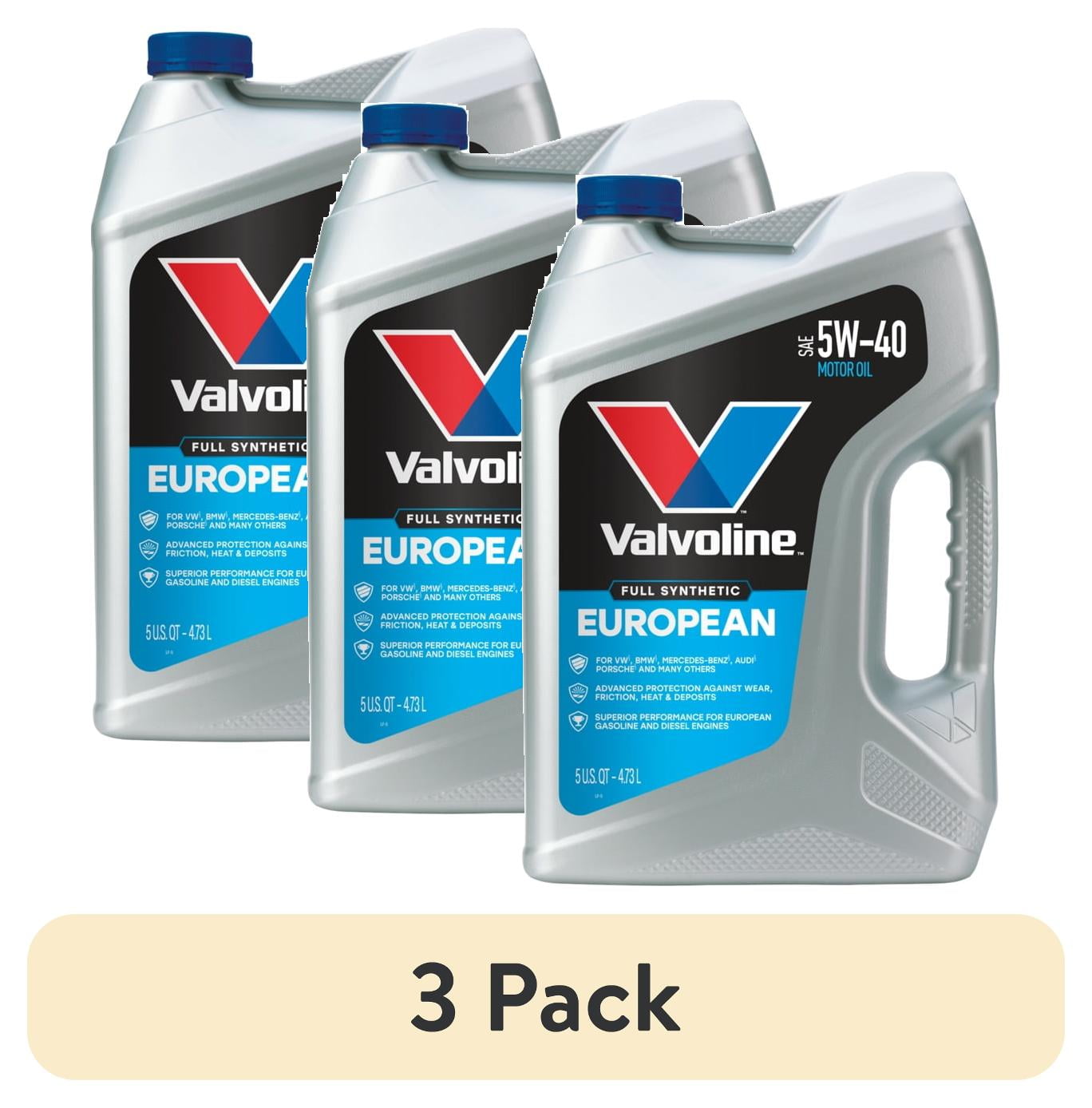 (3 pack) Valvoline European Vehicle Full Synthetic 5W-40 Motor Oil 5 Quart