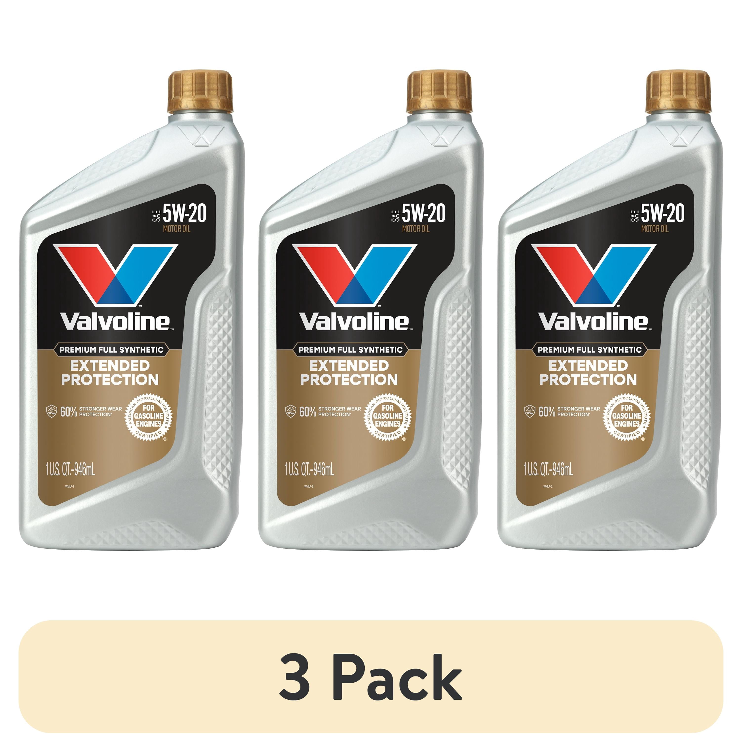 (3 pack) Valvoline Extended Protection Premium Full Synthetic 5W-20 Motor Oil 1 Quart
