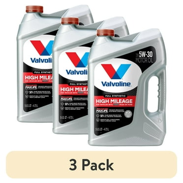 (3 pack) Valvoline Full Synthetic High Mileage with MaxLife Technologyl 5W-30 Motor Oil 5 QT