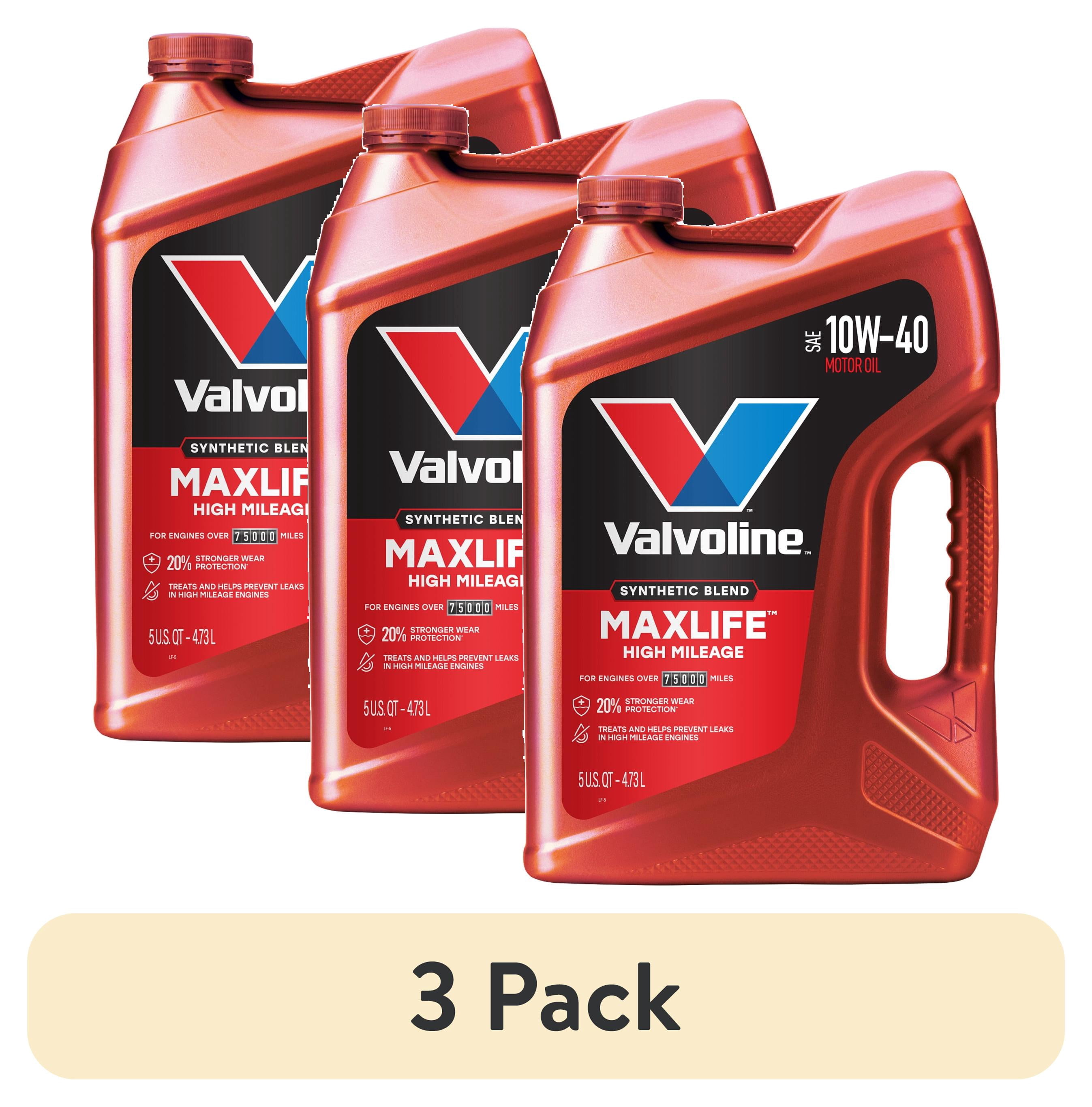 (3 pack) Valvoline MaxLife High Mileage 10W-40 Synthetic Blend Motor Oil 5 Quart