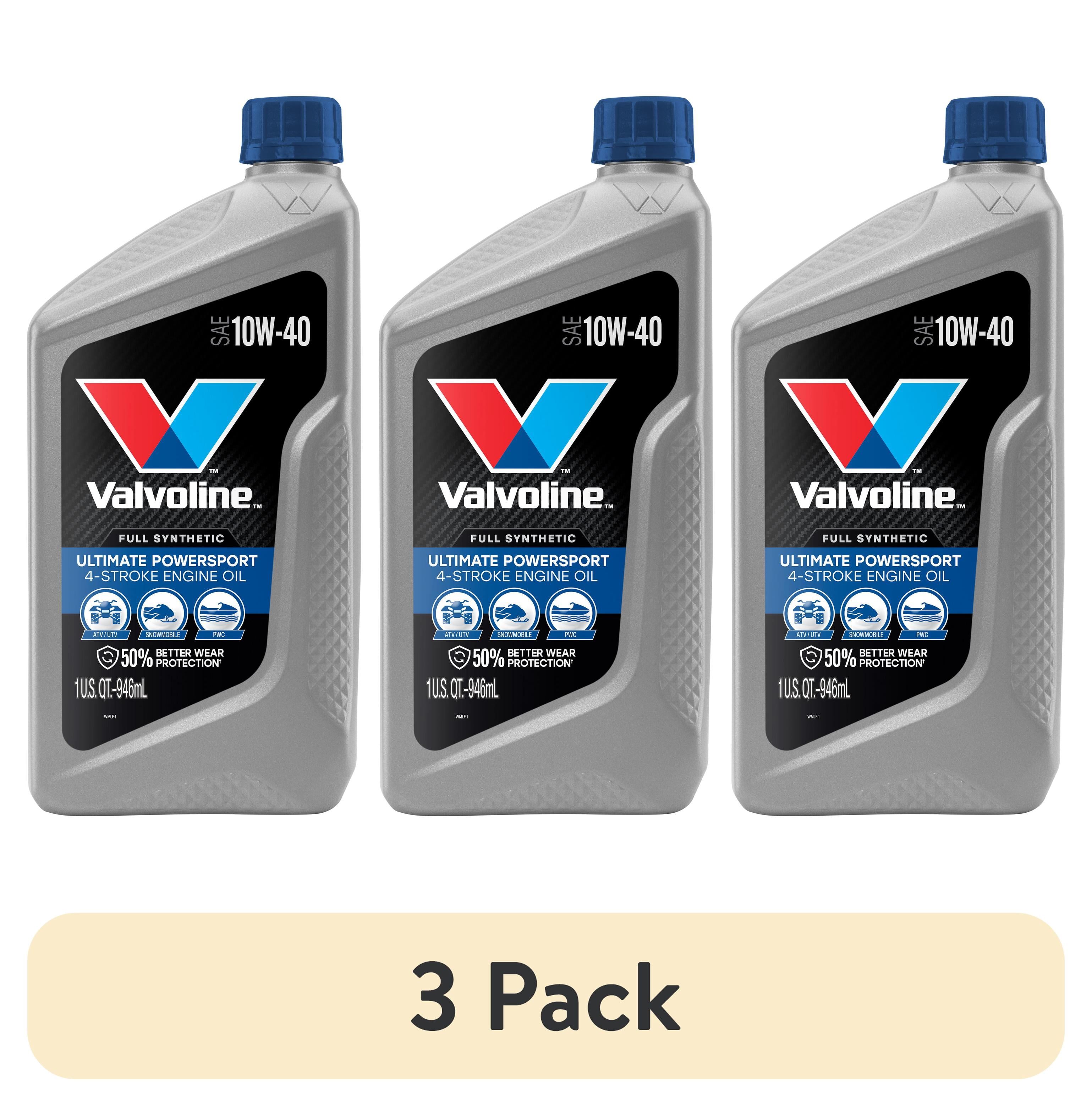 (3 pack) Valvoline 4-Stroke Ultimate Powersport Full Synthetic 10W-40 Engine Oil 1 Quart