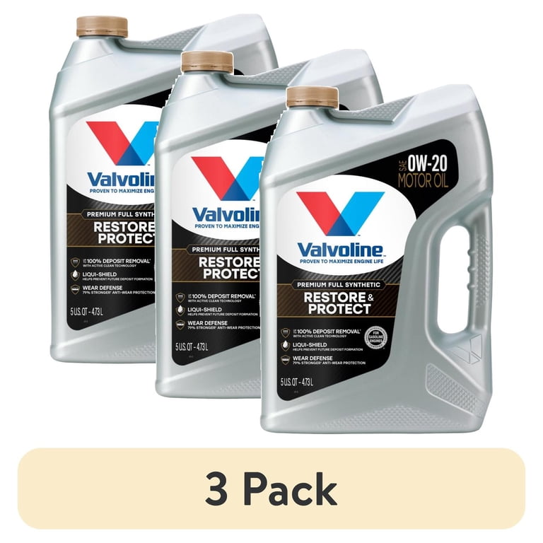 3 pack) Valvoline Restore & Protect Full Synthetic 0W-20 Motor Oil