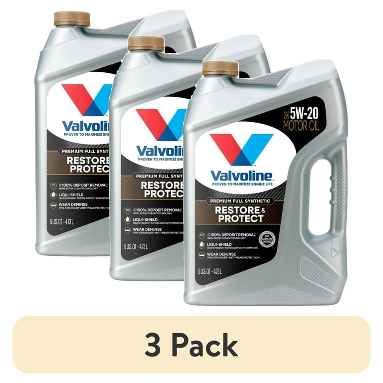 3 pack) Valvoline Restore & Protect Full Synthetic 5W-20 Motor Oil