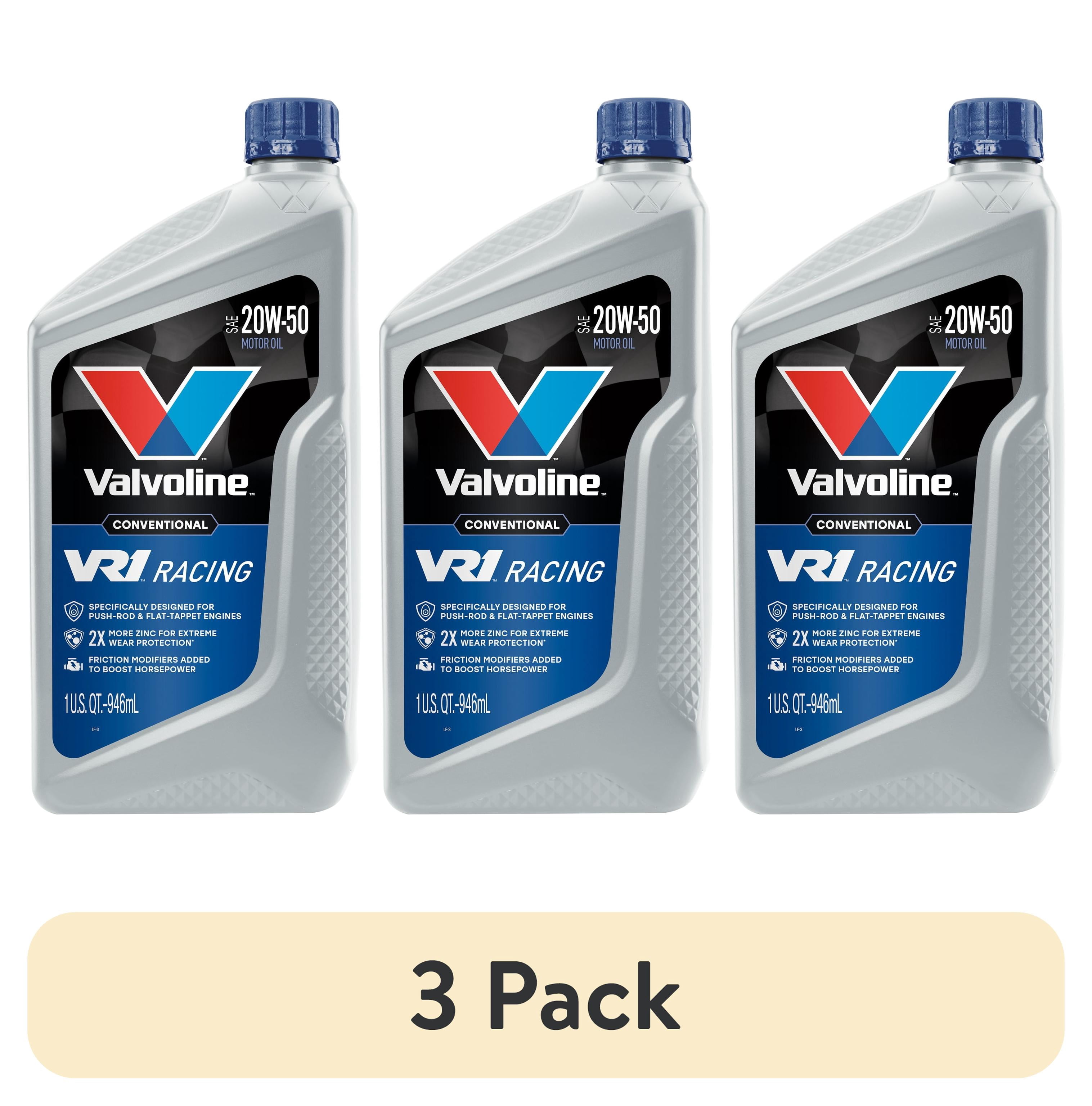 (3 pack) Valvoline VR1 Racing 20W-50 Motor Oil 1 Quart