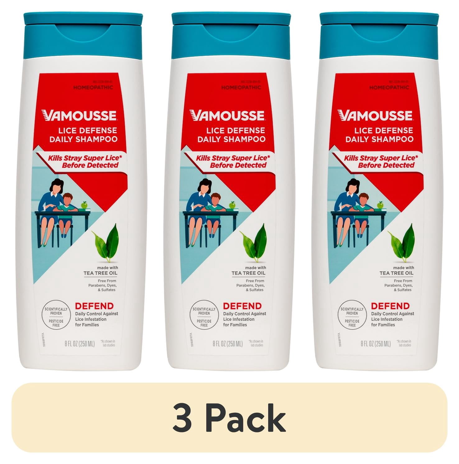(3 pack) Vamousse Lice Defense Daily Shampoo, Super Lice Killing and Prevention, 8 fl. oz.