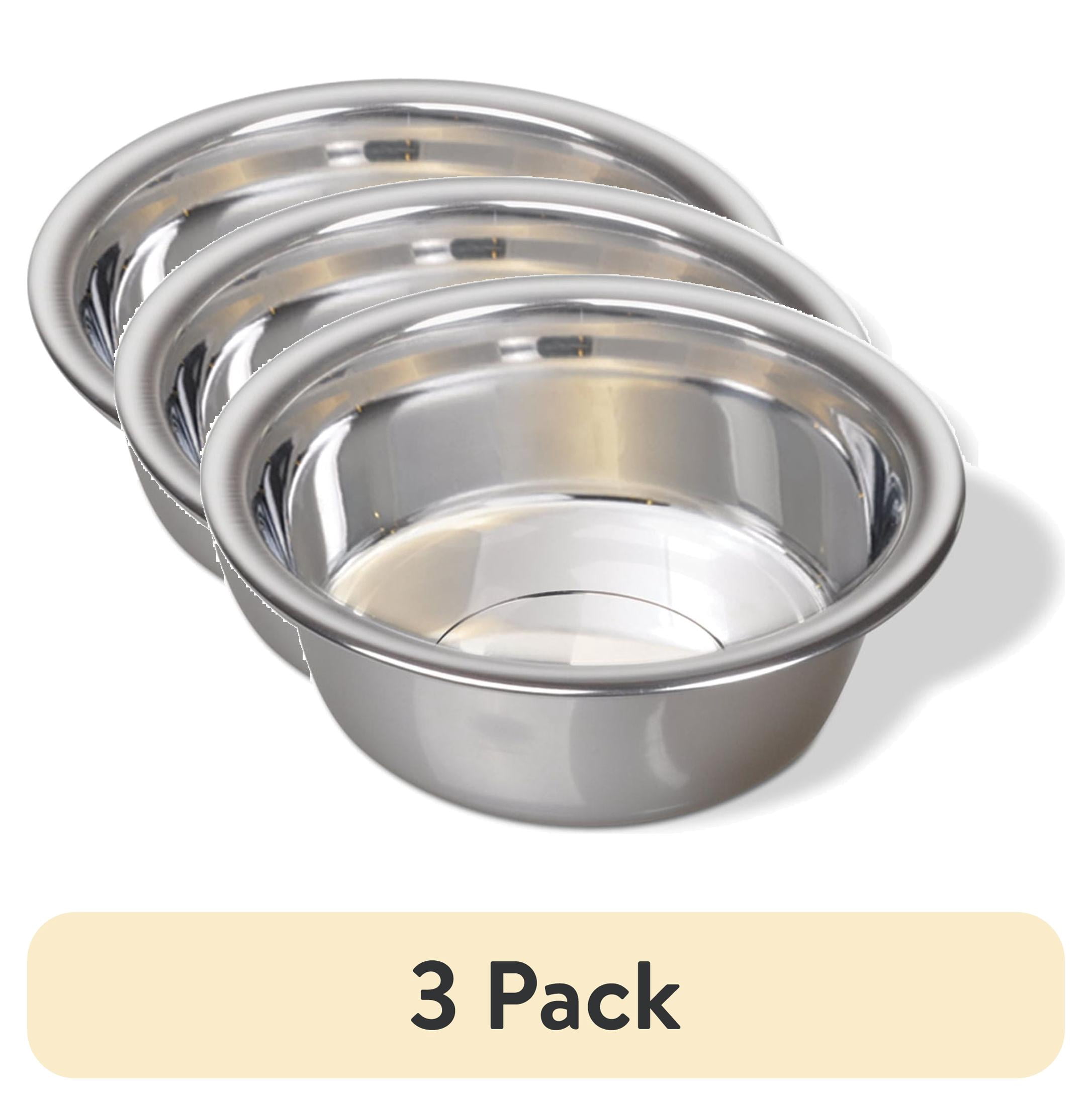 (3 pack) Van Ness Medium Lightweight Stainless Steel Bowl for Dogs, Silver