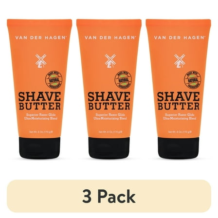 (3 pack) Van der Hagen Shave Butter Beard Shaving Cream, for All Skin Types, formulated with Natural Oils, 6 oz (Men)