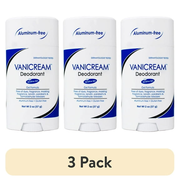 (3 pack) Vanicream Deodorant For Sensitive Skin, Aluminum-Free, Fragrance Free, 2 oz (57 g)