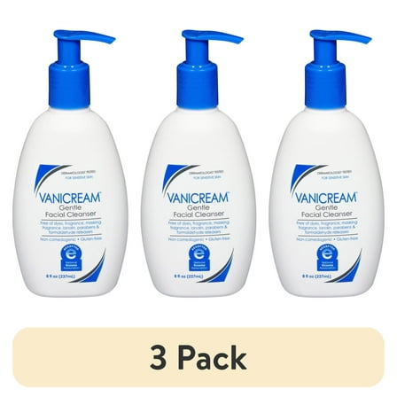 (3 pack) Vanicream Gentle Facial Cleanser for Sensitive Skin, 8 fl oz