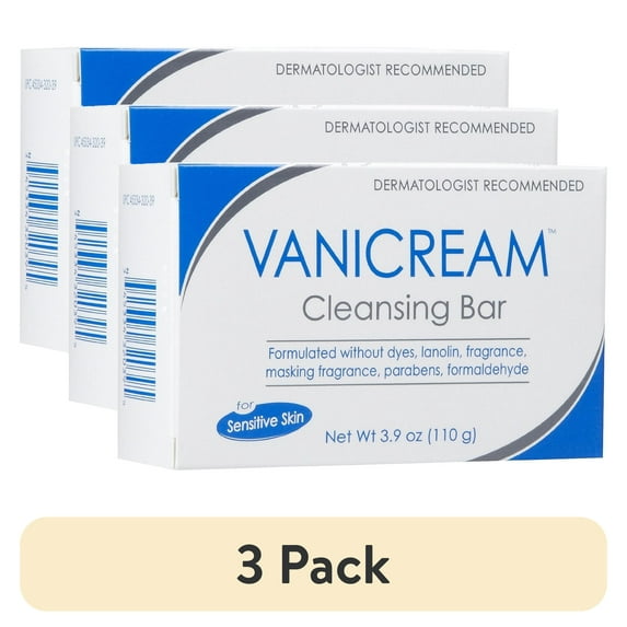 (3 pack) Vanicream Soap, Bar 3.9 oz. Individually Wrapped Unscented, 45334032039 - EACH
