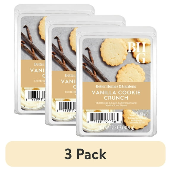 (3 pack) Vanilla Cookie Crunch Scented Wax Melts, Better Homes & Gardens, 2.5 oz