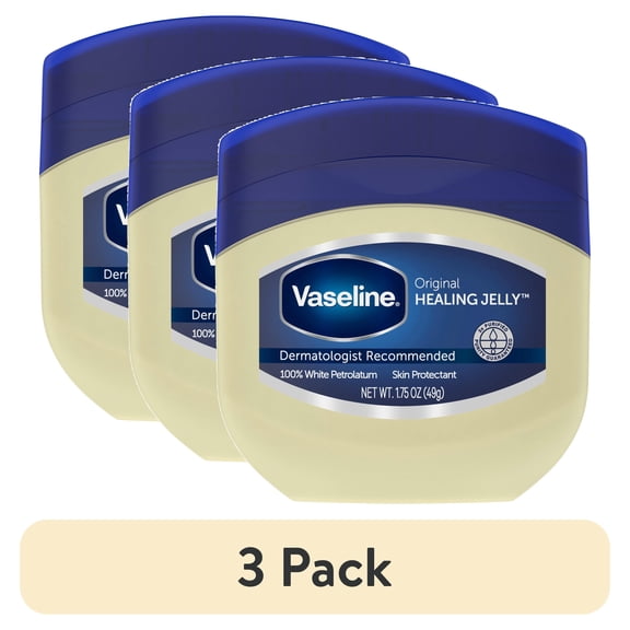 (3 pack) Vaseline Healing Jelly For Dry Cracked Skin and Eczema Relief Original 100% Pure Petroleum Jelly, 1.75 oz