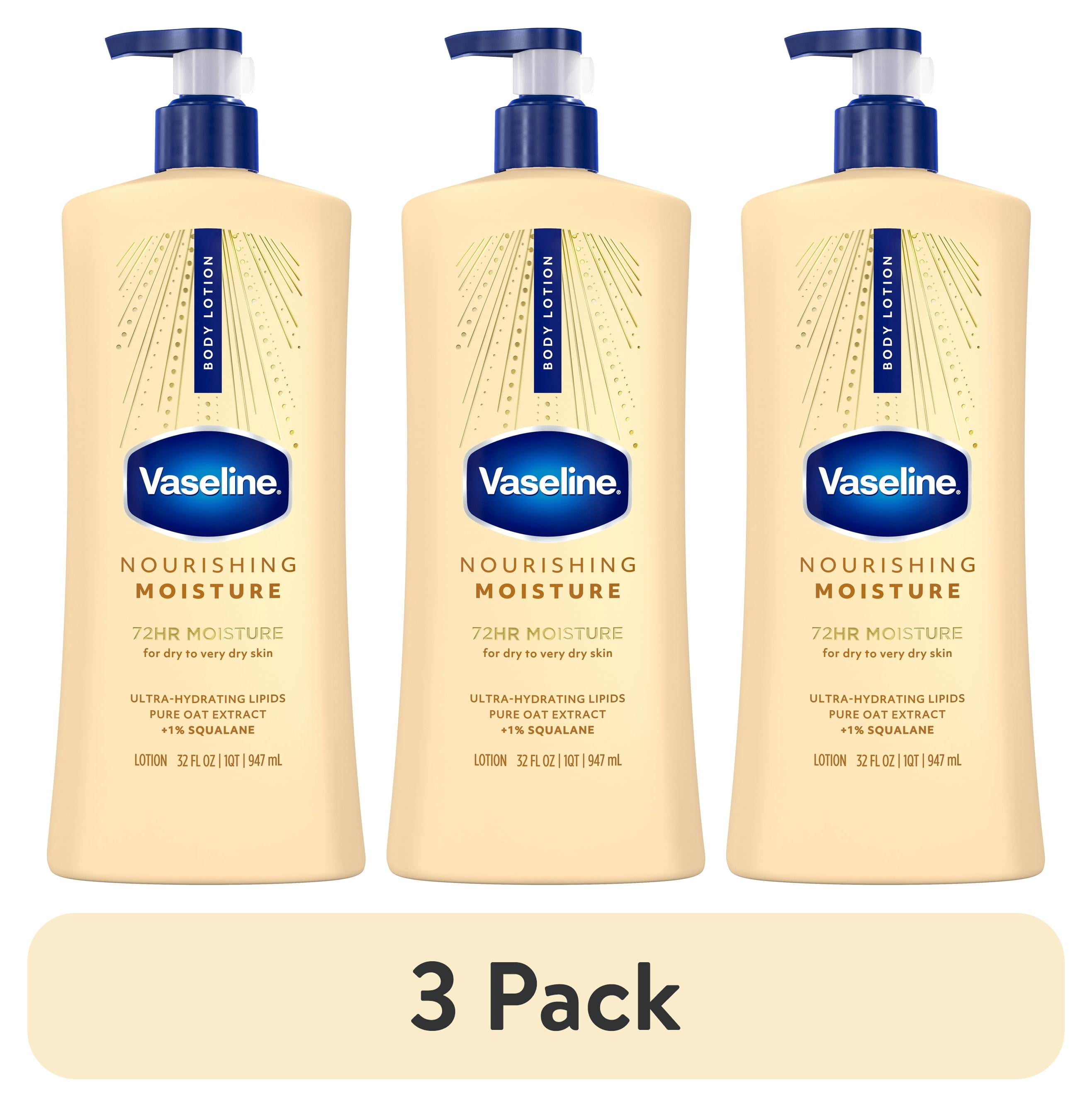 (3 pack) Vaseline Intensive Care Nourishing Moisture Body Lotion for Dry Skin, Lotion Made with Ultra-Hydrating Lipids + Pure Oat Extract for Nourished, Healthy-Looking Skin, 32 fl oz