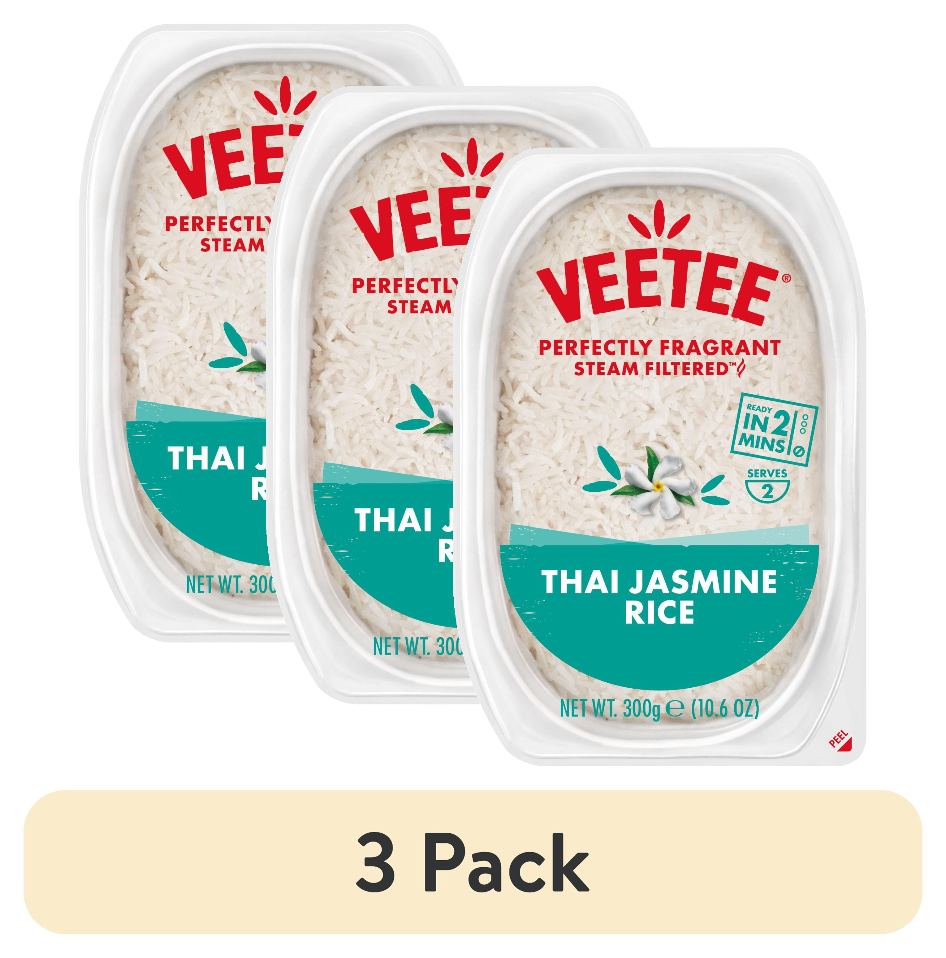 (3 pack) Veetee- Thai Jasmine Rice - 10.6oz Microwave Ready, Natural, No Artificial Ingredients, Gluten-Free
