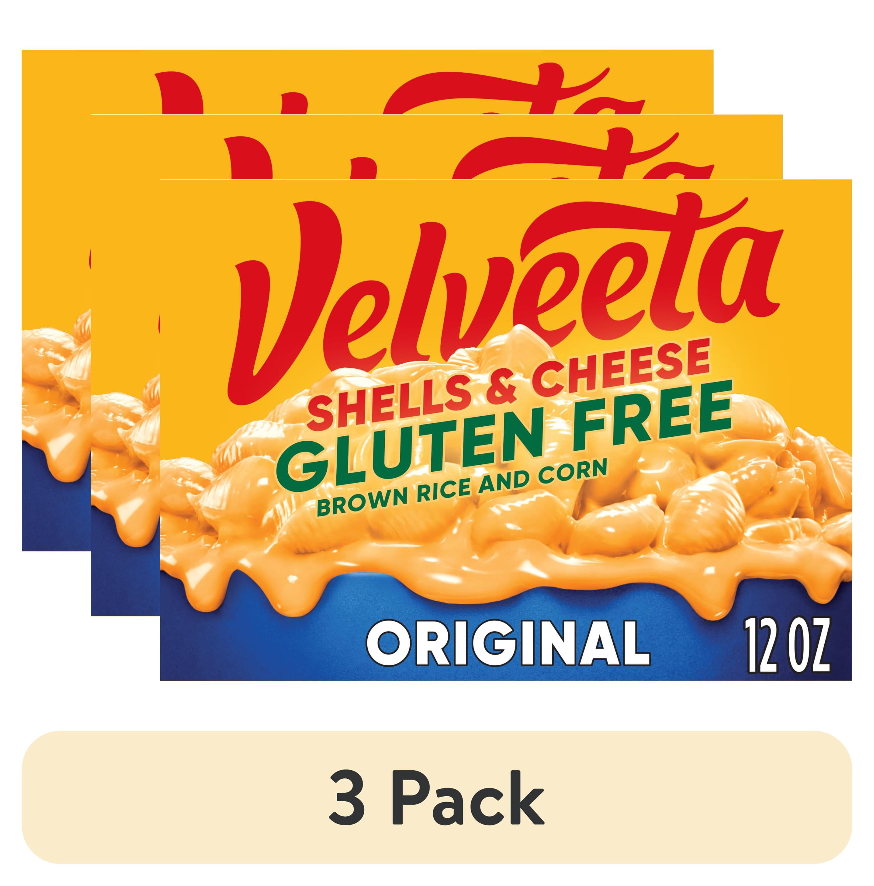 (3 pack) Velveeta Gluten Free Shells and Cheese Mac and Cheese, Brown Rice and Corn Pasta, 1 Box, for Easy Dinner or Dinner Sides, Original Flavor, Made with Real Cheese, 12 oz