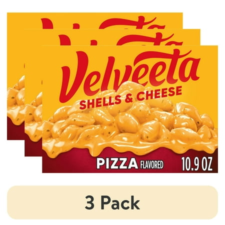 (3 pack) Velveeta Shells and Cheese Pizza Flavored Mac and Cheese, 1 Box, for Easy Dinner or Dinner Sides, Made with Real Cheese, 10.9 oz