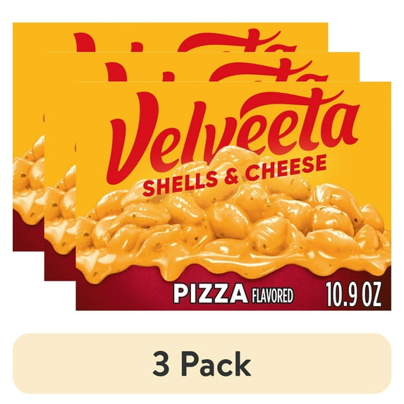 (3 pack) Velveeta Shells and Cheese Pizza Flavored Mac and Cheese, 1 Box, for Easy Dinner or Dinner Sides, Made with Real Cheese, 10.9 oz