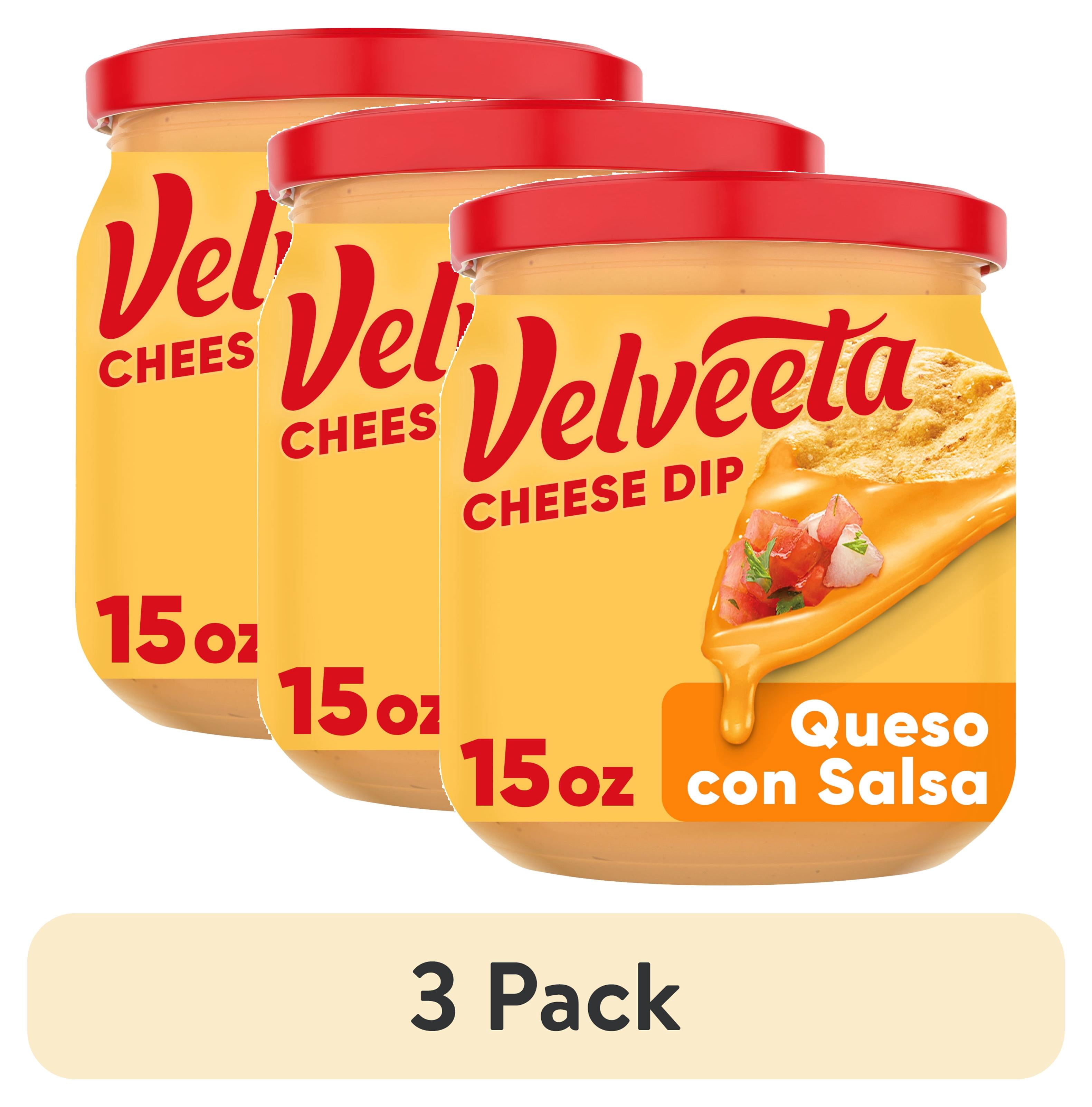 (3 pack) Velveeta Queso con Salsa Cheese Dip, 15 oz Jar