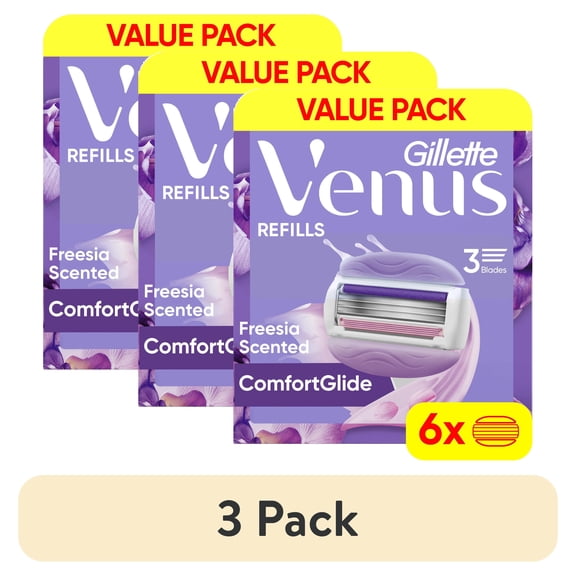 (3 pack) Venus ComfortGlide Freesia Women's Razor Blade Refills, 6 Ct