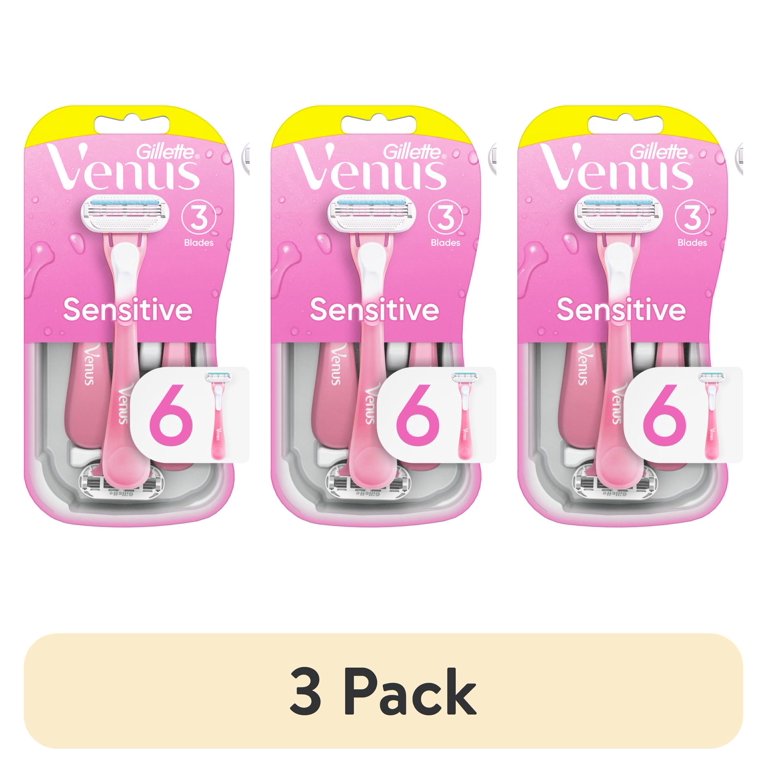 3 pack) Venus Sensitive Women's 3 Blade Disposable Razor, 6 count