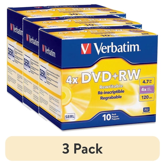 (3 pack) 4.7 GB DVD+RW Rewritable Disc - Silver (10/Pack)
